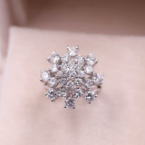 Anello a fiocco di neve vintage in oro bianco 14k con diamanti (2,59ctw), anni '70
