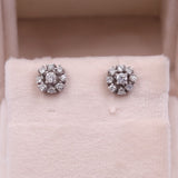 Orecchini in oro bianco 18k e diamanti (0,92ctw), anni '70