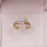 Vintage 18K yellow gold ring with brilliant cut diamonds (approx. 0.30ctw), 70s
