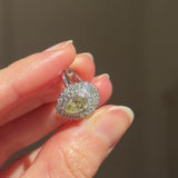Anello ballerina vintage in platino con diamante fancy yellow (0.79ct) e diamanti (0.53ctw), anni ‘90