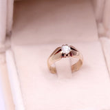 Anello antico solitario in oro 14k e diamante (0,44ct), anni '30/'40