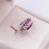 Винтажное кольцо из белого золота 14 карат с бриллиантами (0,80 карата) и рубинами, 40-е годы