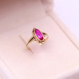 Anello vintage in oro giallo 14k con rubino sintetico di taglio marquise