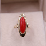 Винтажное кольцо из 8-каратного желтого золота с красным кораллом