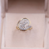 Anello vintage tourbillon in oro bicolore 14k con diamanti (0,26ctw), anni '70