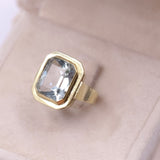 Anello vintage in oro 14k con acquamarina (5,3ct), anni '70