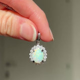 Collana vintage in platino con ciondolo con opale (1.78ct) e diamanti (0.56ctw)