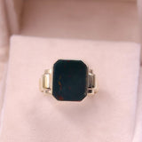 Anello vintage chevalier in oro giallo 8k con eliotropo