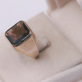 ANELLO IN ORO GIALLO 8K E QUARZO FUME' NATURALE