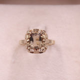 Anel de coquetel vintage em ouro amarelo 8k com citrino, década de 70.