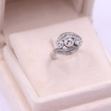 Anello vintage in oro bianco 18k con diamanti (1ctw), anni '60
