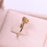 Anello vintage in oro giallo 9K con quarzo citrino di taglio a goccia