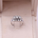 Anello vintage in oro bianco 14k con diamanti (1ctw), anni '70