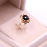 Anello vintage in oro giallo 14k con granato, anni '50