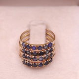 Anello vintage harem a 4 anelli in oro giallo 14k e zaffiri