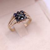 Anello vintage in oro giallo 9k con zaffiri