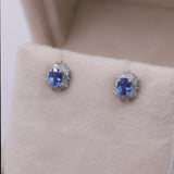 ORECCHINI A MARGHERITA VINTAGE IN PLATINO CON ZAFFIRI (1.07CTW) E DIAMANTI (0.38CTW)