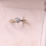 Anello a fiore vintage in oro giallo 9K con diamanti di taglio brillante (0.10ctw ca.)