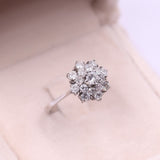 Vintage 14K White Gold Snowflake Ring with Brilliant Cut Diamonds (Approx. 1ctw), 70s