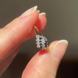 Anello vintage in oro giallo 9K con zaffiri (0.14ctw ca.) e diamanti (0.16ctw ca.), anno 1987
