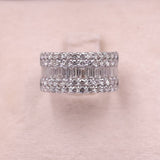 Anello vintage a fascia in platino 900 con diamanti di taglio brillante e baguette (2ctw)