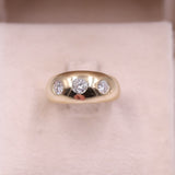 Anello vintage in oro giallo 14k con tre diamanti (0,75ctw), anni '80