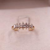 Anello vintage a veretta in oro giallo 18k con diamanti champagne marquise (1ctw)