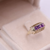 Anel vintage "RESERVADO" em ouro amarelo 8k com ametistas, década de 70