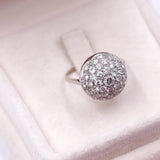 Vintage 14k white gold and diamond dome ring (1,80ctw), 70s
