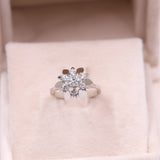 Anello vintage in oro bianco 14k con diamanti taglio brillante (0,60ctw), anni '60