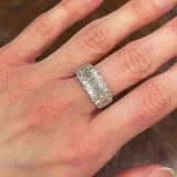 Anello vintage in platino 900 con diamanti di taglio brillante e baguette per un totale di 2ct