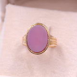 Bague vintage en or jaune 18 carats avec agate, années 50