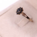 Anello vintage in oro giallo 9k con zaffiri