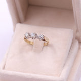 Anello trilogy vintage in oro giallo 14k con diamanti (0,42ctw), anni '70