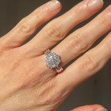 Anello a fiore vintage in platino con diamanti (1ctw), anni ‘80