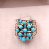 Anello vintage harem con 5 anelli in oro giallo 14k con turchesi