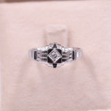 Anello solitario Art déco in oro bianco 18k con diamante (0,10ct), anni '30