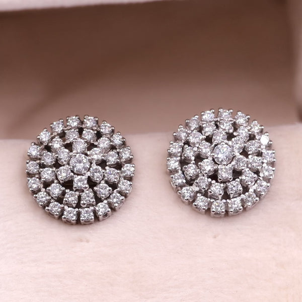 Orecchini vintage in oro bicolore 14k con diamanti di taglio brillante (2ctw), anni '70