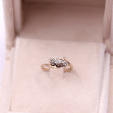 Anillo vintage de trilogía de oro amarillo de 9 quilates con diamantes (0,09 cts)
