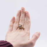 Vintage Ring aus 18 Karat Gold mit zentralem Diamanten im alten Schliff (0.45 ct), 40er Jahre