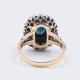 Vintage Gold- und Silberring mit zentralem Saphir und Rosetten, 50er Jahre