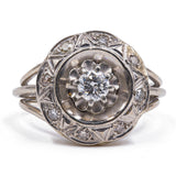 Antique 18K white gold diamond ring (0.45ctw), 1930s / 1940s