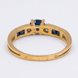 Vintage 18k yellow gold ring with sapphires and diamonds (0.10ct), 70s