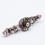 Antique liberty brooch in 18k gold and silver with rosette and brilliant cut diamonds, 20s