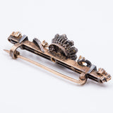 Antique liberty brooch in 18k gold and silver with rosette and brilliant cut diamonds, 20s