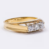 Vintage 18kt yellow gold ring with 3 diamonds (0.21ctw), 60s