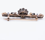 Antique liberty brooch in 18k gold and silver with rosette and brilliant cut diamonds, 20s