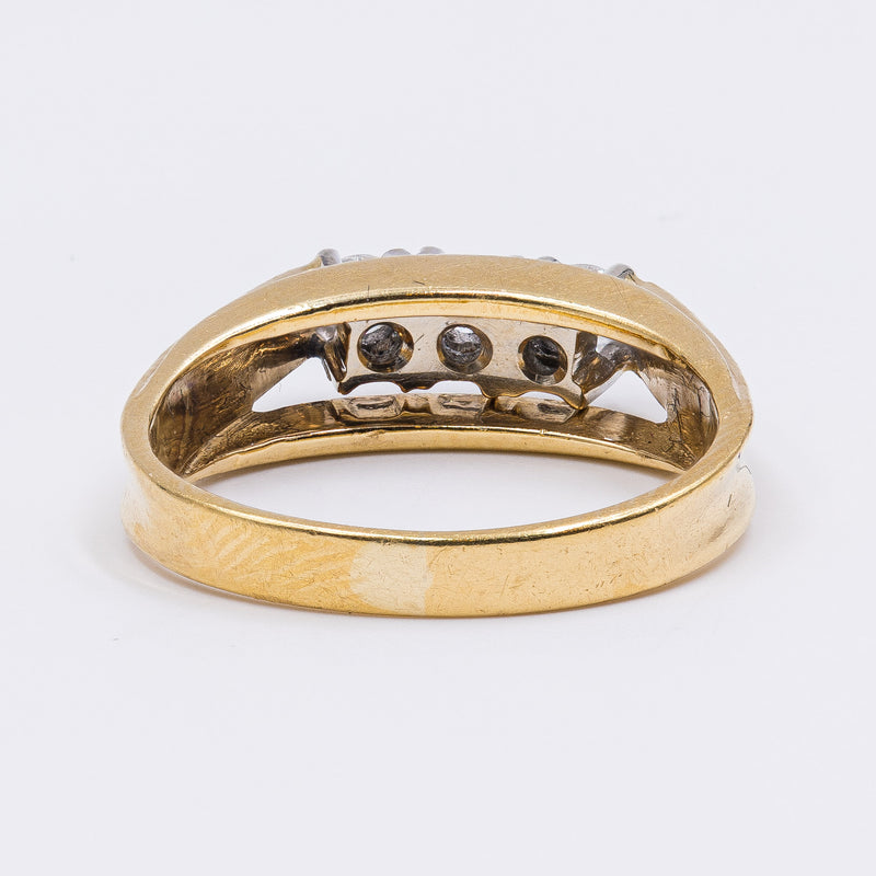Vintage 18kt yellow gold ring with 3 diamonds (0.21ctw), 1960s