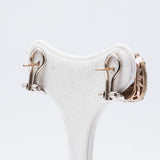 Boucles d'oreilles vintage en or 14 carats avec saphir central et diamants taillés en rosette