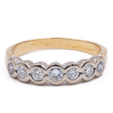 Bague Riviera vintage en or 18 carats avec diamants taillés en brillant (0.49 ct), 70